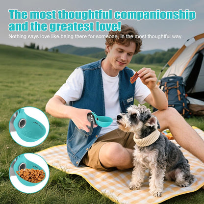Lightweight Portable Dog Water Bottle - 10oz Stainless Steel Travel Dispenser with No-Spill Bowl for Hiking and Walking