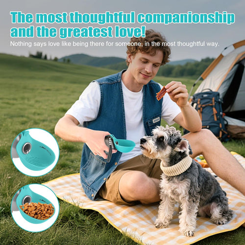 Lightweight Portable Dog Water Bottle - 10oz Stainless Steel Travel Dispenser with No-Spill Bowl for Hiking and Walking